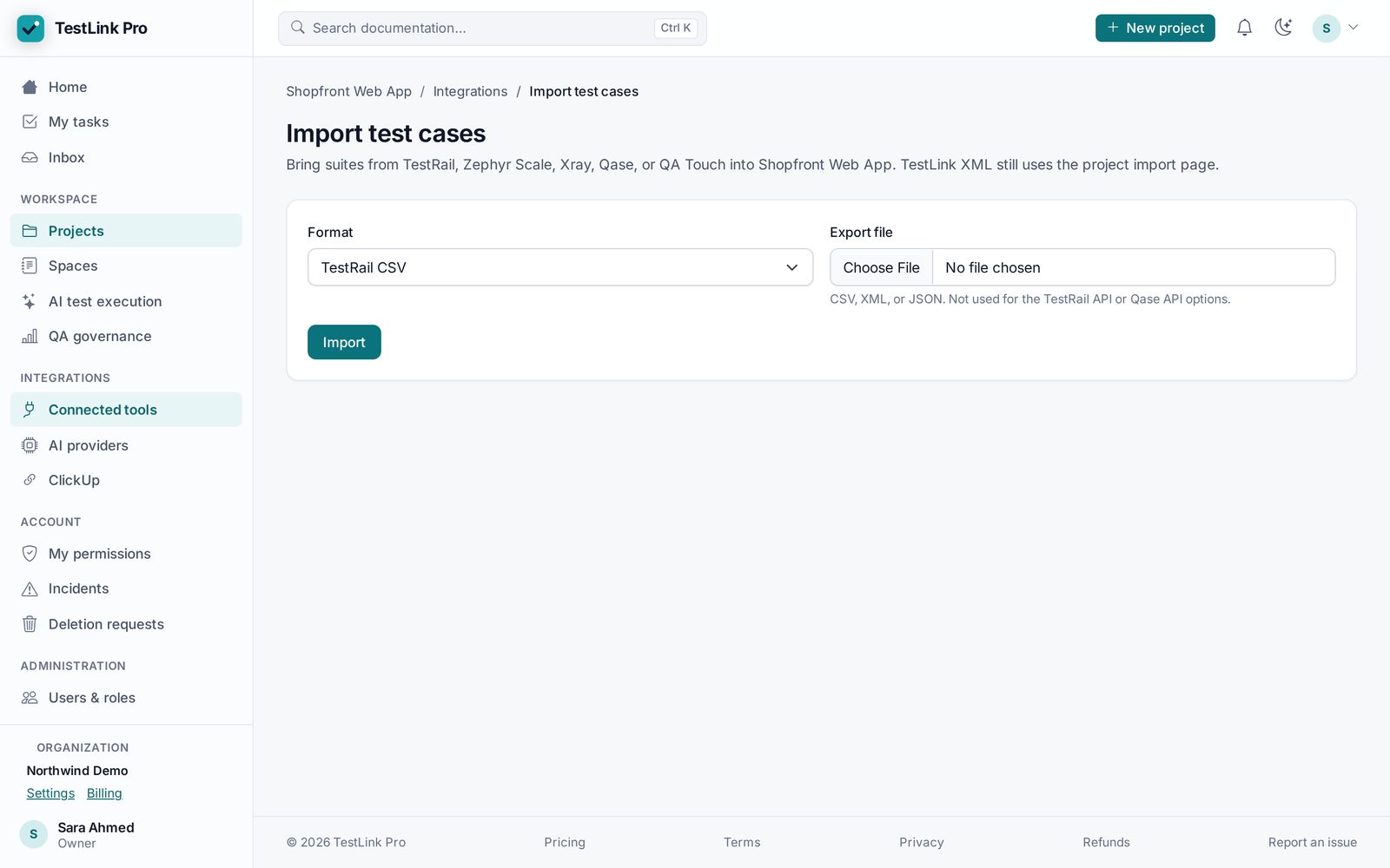 Importing test cases from TestRail CSV into TestLinkPro