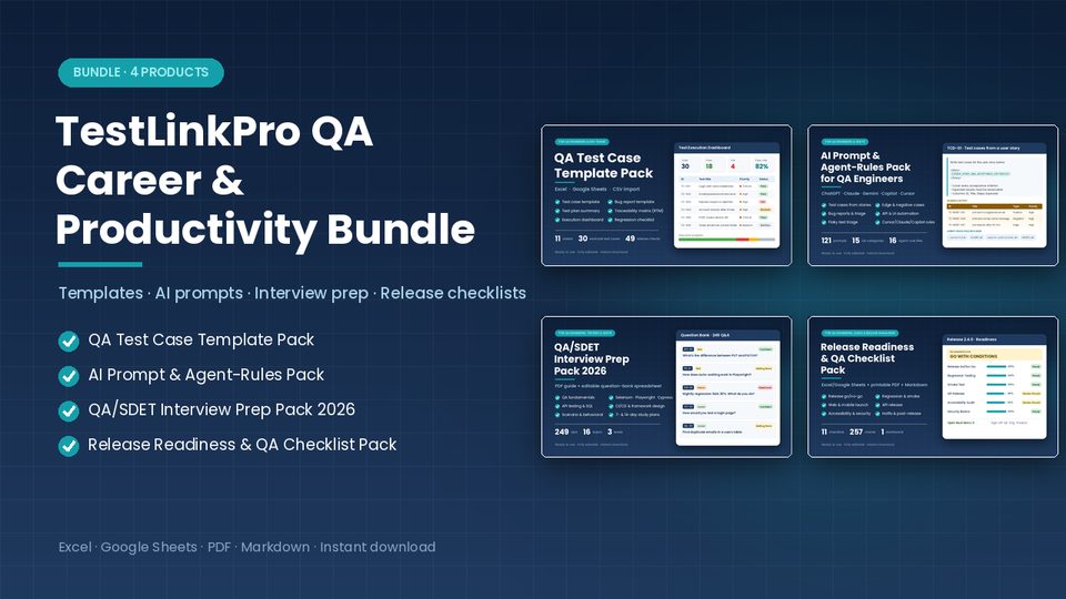 TestLinkPro QA Career & Productivity Bundle cover